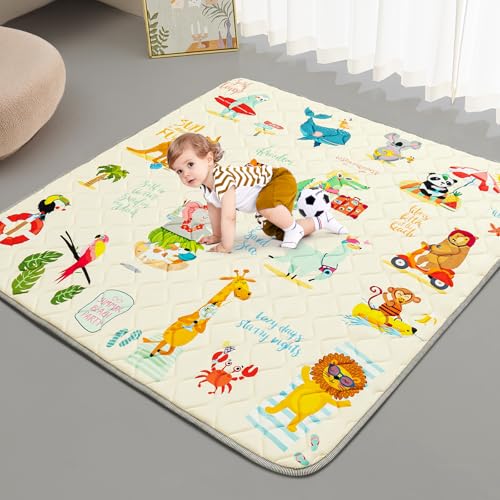 TreeBud Baby Play Mat - Thicken 50x50 Inch Soft Foam Crawling Mat for Playpen & Floor, Non-Slip Waterproof Playmats for Infants & Toddlers, Portable...