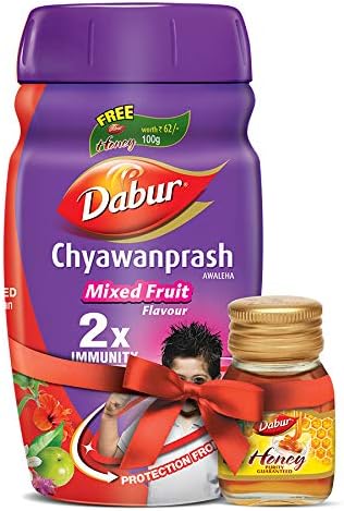 Dabur Chyawanprash Mixed Fruit 2X Immunity - 1 kg with Dabur Honey 100 g Free
