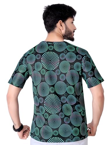Image of Round Collar Cotton Poly Striped Printed T Shirt for Men Half Sleeve T-Shirt