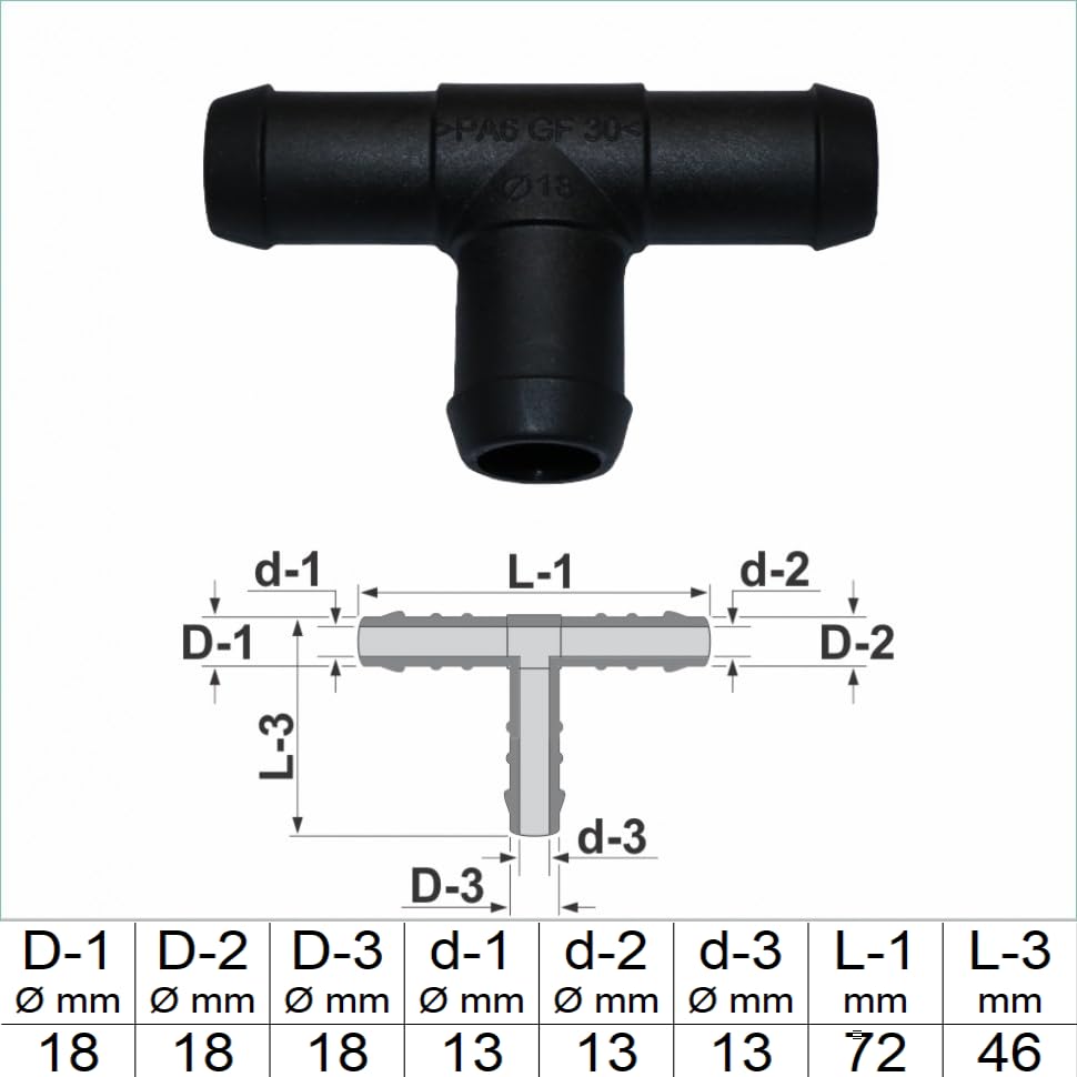 1, 2, 3, 5 Oder 10 T-Schlauchverbinder 18 Mm 18 Mm 18 Mm RGV