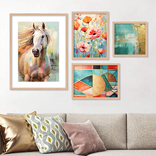 Image of kotart Aesthetic Modern Wall Decor Paintings with Frame for Home Decoration - Painting for Living Room Bedroom - Painting for Wall Decoration (14 x 18 inch) Set of 4 (Classic Wall Painting, 18)