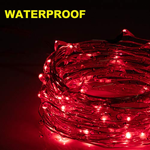 ITART Micro LED String Lights Battery Powered 8 Pack Red Mini Fairy Light 20 LED 6ft Ultra Thin Silver Wire Rope Lights for Craft DIY 4th of July Clothes Costume Wreath Display - Thumbnail 2