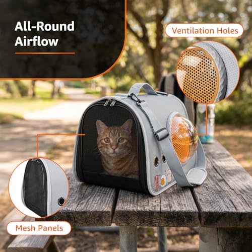 Image of Amazon Basics Premium Pet Carrier Backpack | White | Spacious and Breathable Design | Durable Travel Bag for Cats, Kittens and Puppies | 39cm x 23cm x 23cm