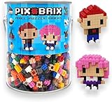Pix Brix Pixel Art Puzzle Bricks Bucket – 1,500 Piece Pixel Art Kit with 12 Colors, Dark Palette – Interlocking Building Bricks, 2D and 3D Builds – Stem Toys, Ages 6 Plus