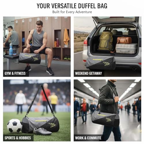 Image of MAYOR Duffle Gym Bag with Side Pocket Sports Bag Travel Bag for Men and Women (Yellow)