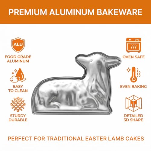 KIBS group Easter Cake Mold Lamb - 2 Side 3D - Traditional Aluminum Metal Lamb Cake Form for Baking - Front and Back Sides by KIBS group - Image 9