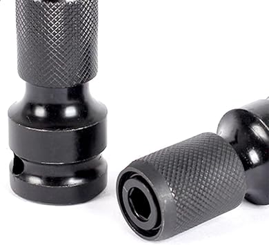 Hex Shank Socket Adapter Quick Release Chuck Converter Black 1/2 Square Drive to 1/4 Inch Hex Bit Holder for Drill, Ratchet Wrench and Screwdriver Conversion Tools