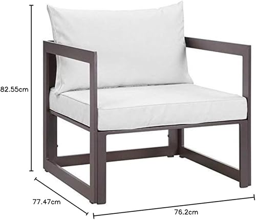 Vista 53 de Modway Fortuna otomana de aluminio para patio al aire libre, color blanco y gris