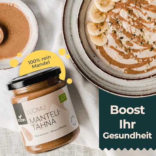 FOODIN Mandelbutter Braun, Bio Mandelbutter Aufstrich, gute Quelle für Eiweiß und Fettsäuren, 100% Mandel, Glutenfrei & Vegan (2 x 250g)