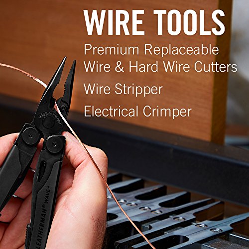 LEATHERMAN, Wave Plus Multitool with Premium Replaceable Wire Cutters, Spring-Action Scissors and Nylon Sheath, Built in the USA, Black