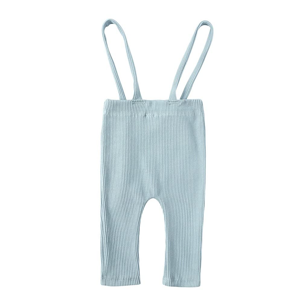LNICEAR Toddler Baby Boys Girls Shorts Pure Color Suspender Overall Shorts Ribbed Knit Bloomers Summer Short Pants Blue 12-24 Months