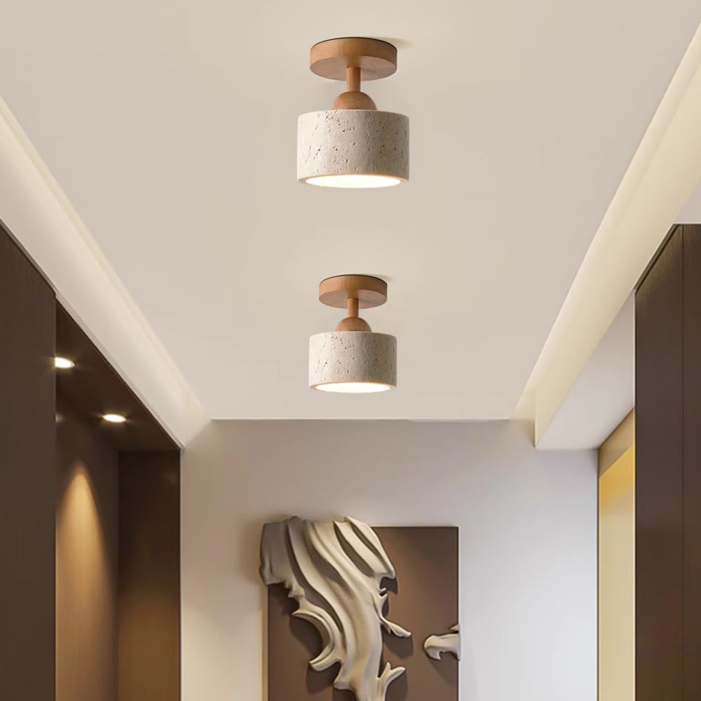 Jadssox kamienna lampa sufitowa nowoczesna lampa sufitowa do montażu podtynkowego cylindryczna drewno blisko lamp sufitowych E27 oprawa oświetleniowa do przedpokoju lampy sufitowe z kamienia naturalne
