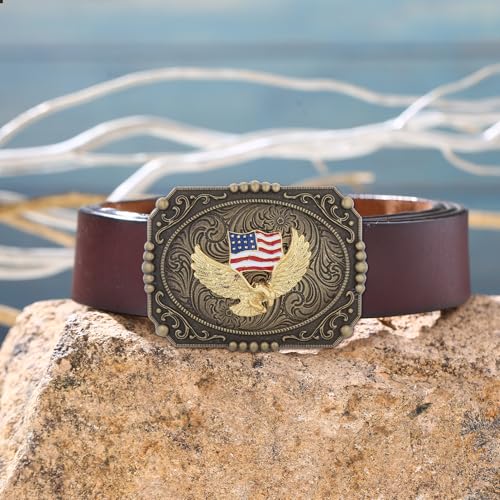 Image of Turquoise Belt Buckle for Men Western Texas Longhorn Bull Rodeo Belt Buckle American Cowboy Chic Gift