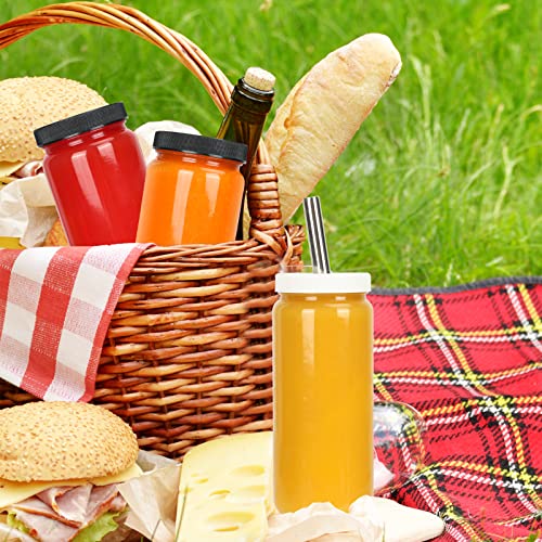 Tomnk 16 Pack 16Oz Glass Juice Bottles With Lids And Straws Travel Drinking Glass Bottles With Caps Reusable Juice Jars Smoothie Cups For Tea, Kombucha, Boba Milk, Fruit Drinks, Beverage #TOP5