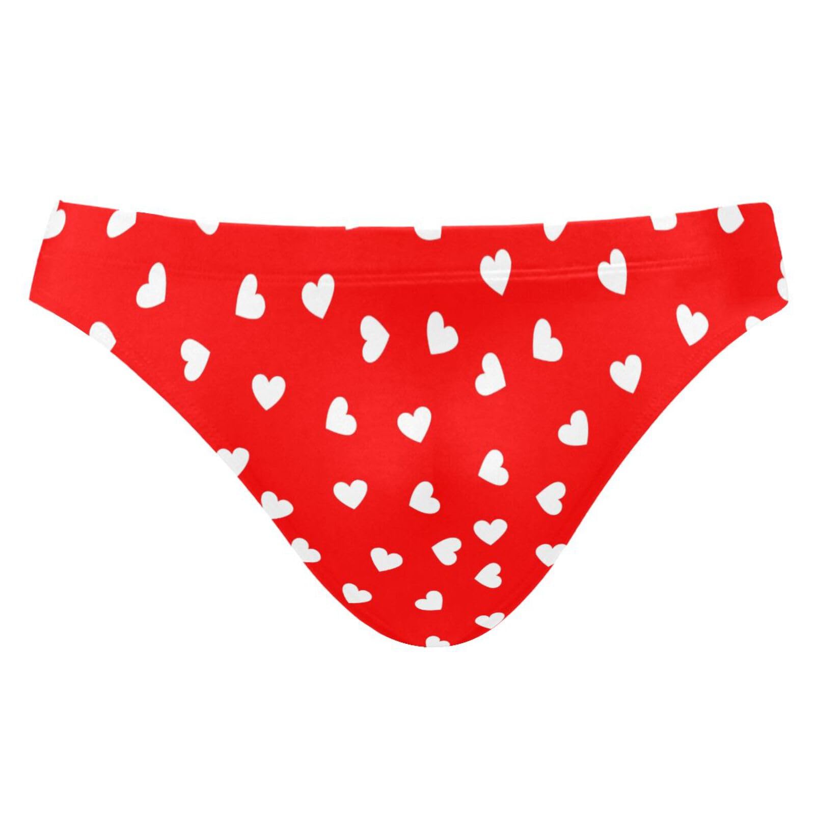 JHKKU Men's Valentines Heart Swim Briefs Fashion Low Rise Bikini Swimwear Beach Swimsuits with Drawstring S