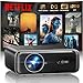 Vidéoprojecteur 4K【Netflix Officiel/Dolby】 1200 ANSI Projecteur Vidéo 4K Auto Focus/Keystone WiFi Bluetooth FHD 1080P, WiMiUS Smart Rétroprojecteur Portable WiFi6 Extérieur Zoom50% Cadeau/Home Cinéma