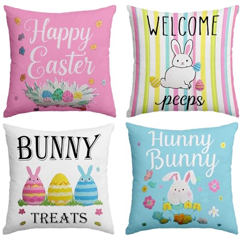 YOSICHY Easter Pillow Covers 18 x 18 Inch,Easter Decorations for