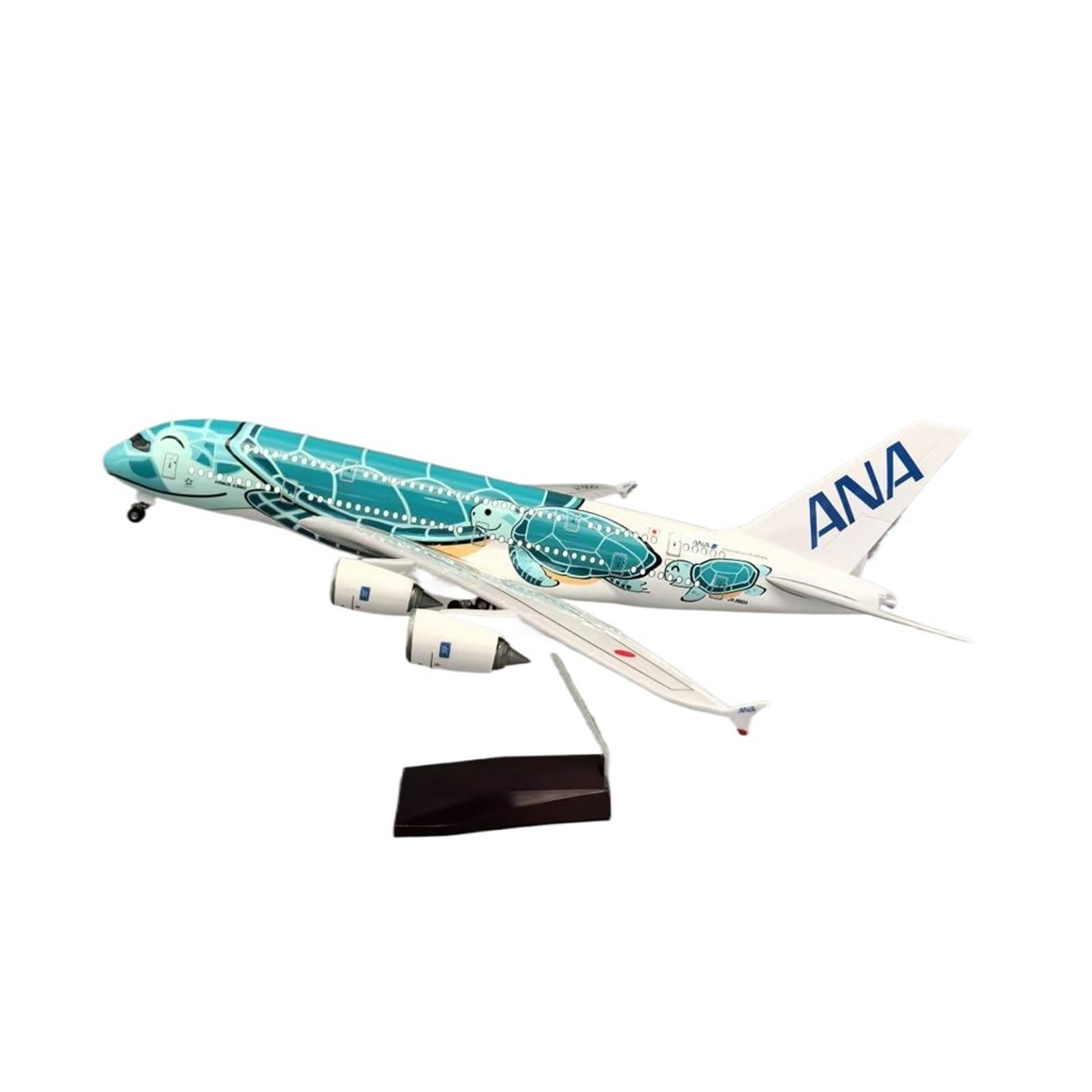 Repliki modeli samolotów 45cm odlewany metalowy samolot 1:160 dla Japan Airlines Green Turtle A380 Model samolotu pasażerskiego z kołami Miniaturowy model samolotu (bez światła)