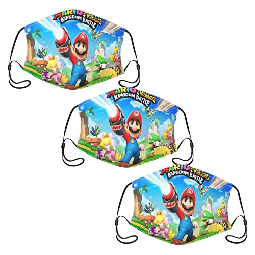 Super Mario - Paquete de 3 fundas faciales para hombres y mujeres, deportes al aire libre, motor/ciclismo, pañales calentadores de cuello para adultos, lavables y reutilizables