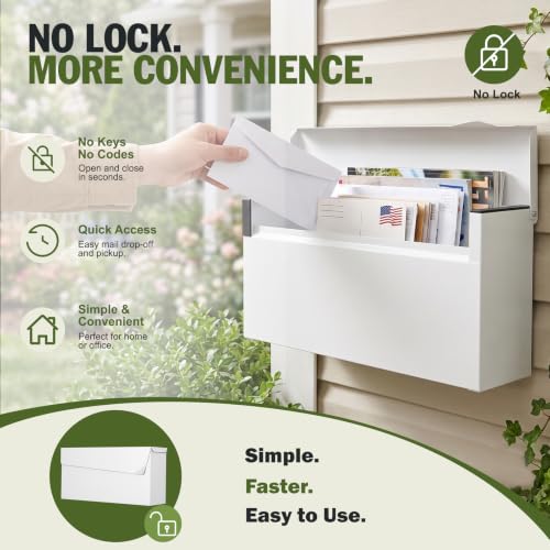 Image of KYODOLED Wall Mount Mailbox for Outside, No Lock, 14.56 in, White