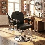 THINK 30 Classic Reclining Barber Chair, Salon Chair for Hair Stylist with Heavy Duty Hydraulic Pump, 360° Rotation, Tattoo Chair Shampoo Beauty Salon Equipment, Max Load Weight 330 Lbs, Black