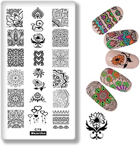 Mandala Flower Pattern Nail Stamping Template Heart Leaf Nail Art Image Plates DIY Nail Designs Manicure Stamp Plate Stainless Steel Nail Print Stencil