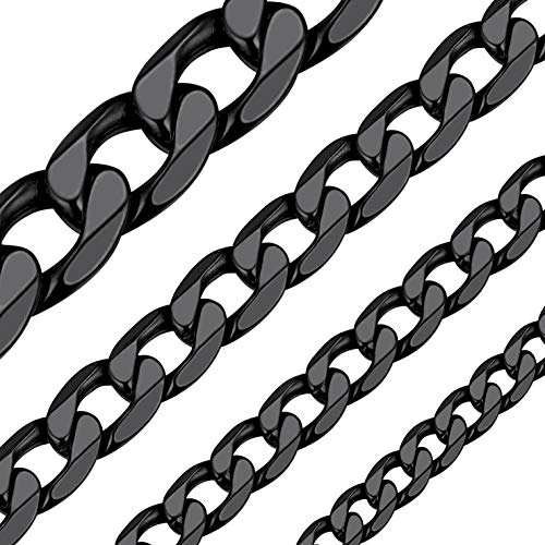 Cuban Chain Necklace Men, Black Cuban Link Chain Necklace for Men Jewelry Gift 4mm Hip Hop Chain 18'
