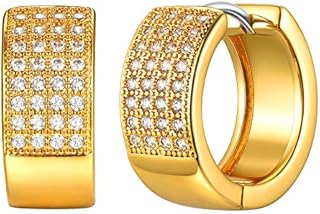 FOCALOOK 18K Gold Plated Small Thick Huggie Hoop Earrings for Women, 16MM(with Gift Box)