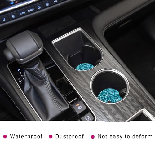 Image of Ziciner 2PCS Bling Car Cup Holder Coaster, 2.73 Inch Anti-Slip Cup Insert Coasters, Crystal Rhinestone Auto Drink Cup Mat, Universal Interior Decor Car Accessories for Women Girls (Light Blue)