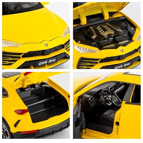 Image of Exclusive Alloy Metal Pull Back Die-Cast Car Diecast Metal Pullback Toy Car with Openable 6 Doors,Light Music Boys Gifts Toys (1:24 Lamborghini Urus-Yellow)