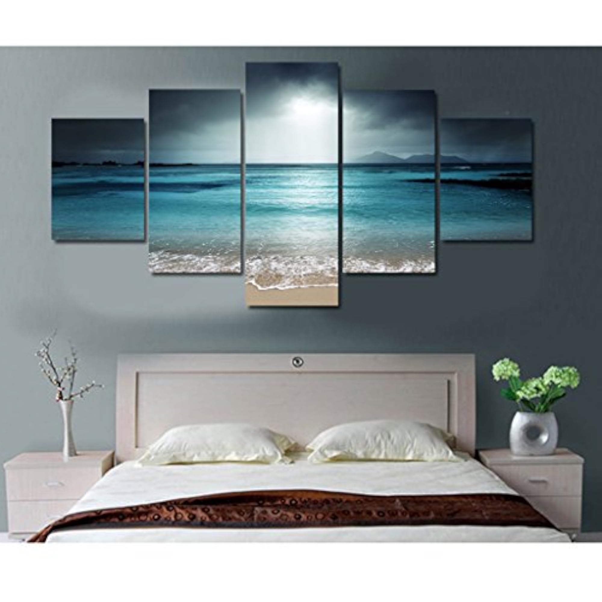 5 Pieces Beach Sunset Canvas Wall Art Set, Decorative