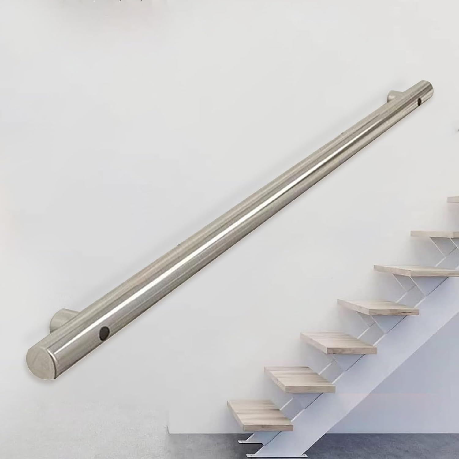 X&Z-XAOY Silberner Treppenhandlauf Edelstahl-Geländer-Set Rutschfester Haltegriff 80cm 1m 120cm 1.5m 180cm 2m 240cm Treppenhandlauf(510cm)