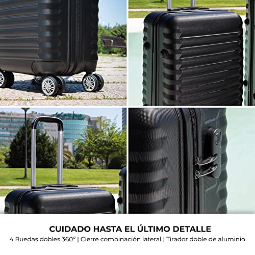 Miniatura 5 de Numada-Juego De Maletas Rígidas 4pzs. Mod. Newteck Maleta Cabina 53cm, M. Mediana 63cm, M. Grande 75cm Y Neceser, Abs Eco Friendly, 4 Ruedas Dobles, Cierre Combinación Negro