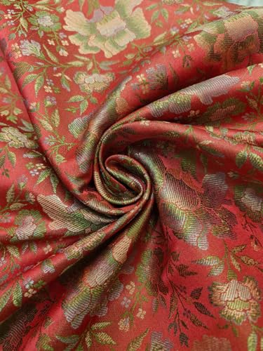 Brocart de soie couleur pomme à vignes florales jacquard 111,8 cm BRO1220