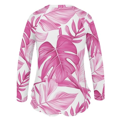 ALAZA Toddler Swimsuit Girl Bathing Suit Swimwear Rash Guard Tropical Leaves Long Sleeve 3T3
