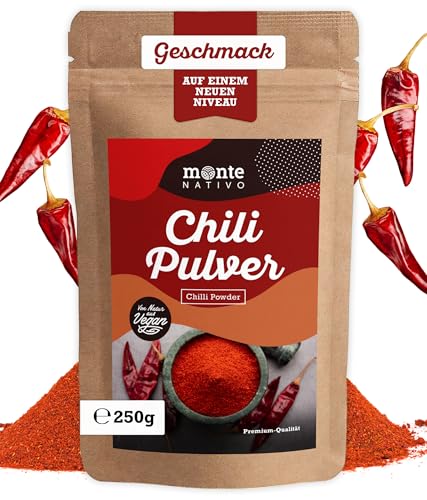 Chili gemahlen Monte Nativo (250g) - Chilli - Fein gemahlene Chilipulver - Schonend getrocknete und aromatische Gewürze ideal zum Kochen und Würzen - Intesives Aroma und Geschmack
