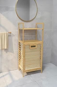 Digithome Bambu ECO-LITE BASIC Kirli Sepetli 2 Rafl  Banyo D zenleyici  ama r Sepeti DB-0031