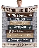 Bozidol Christian Gifts for Men, 50'X60' Spanish Christian Throw Blanket with Bible Verses Scripture, Spiritual Inspirational Religious Baptism Christmas Birthday Gifts for Dad Husband Pastor Friends