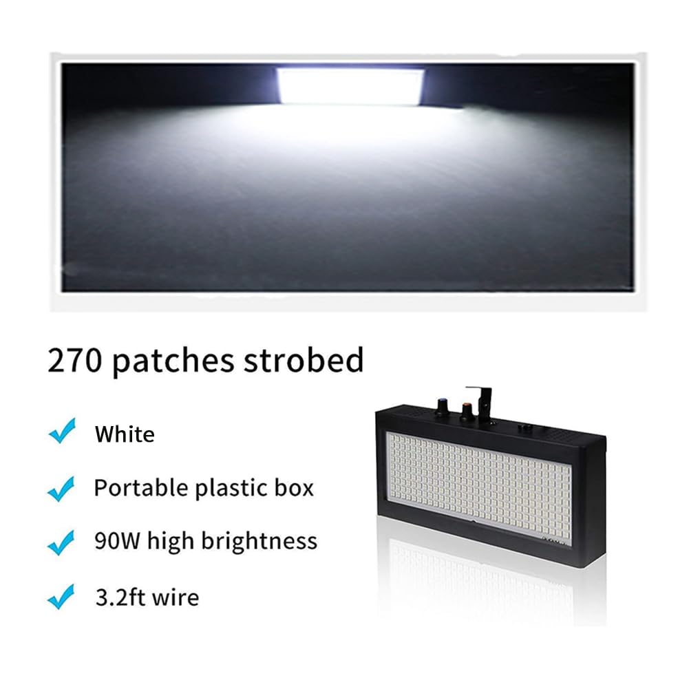 TagIo Luce Stroboscopica da Palco 1 Pezzo 270 LED Flash Super Luminoso con Luce Bianca per Matrimoni, Natale, Compleanni, Club, DJ Spina Europea
