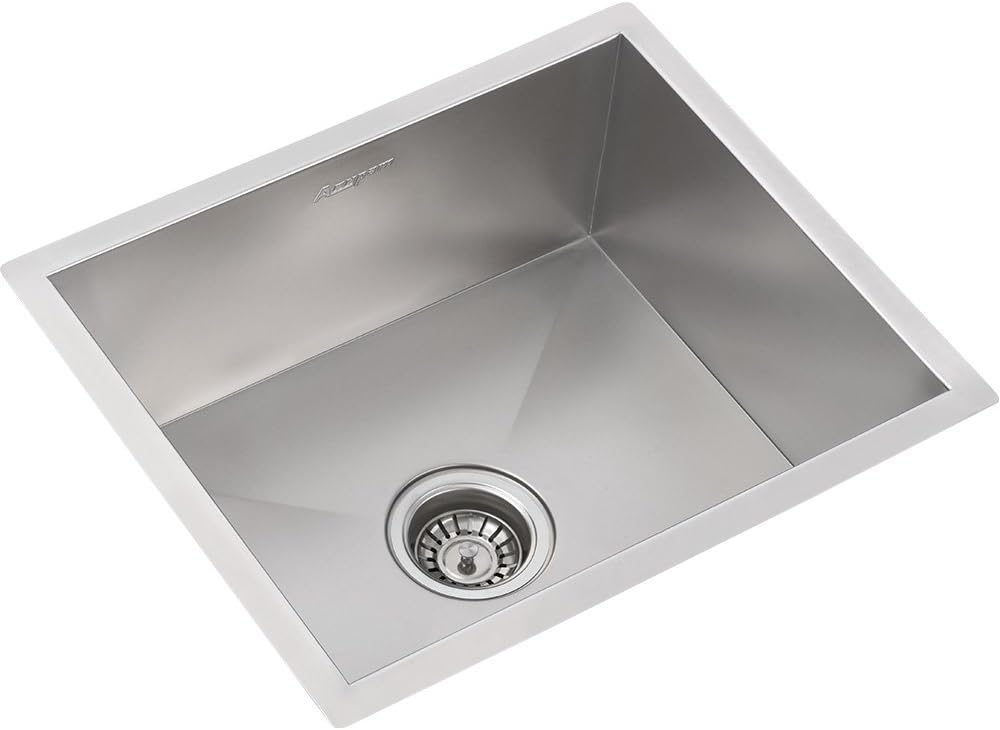 Anupam CS905SS, 304 Grade Stainless Steel Single Square Bowl Kitchen Sink (24 x 18 x 9 Inch), Satin Finish