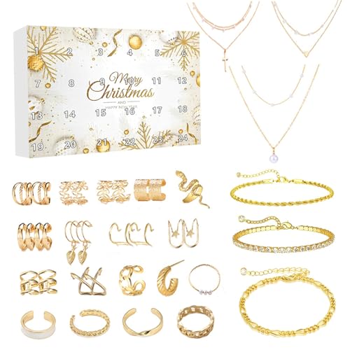 Calendario de Adviento de Joyería con aretes y collar para evitar la prisa de regalos navideños 2