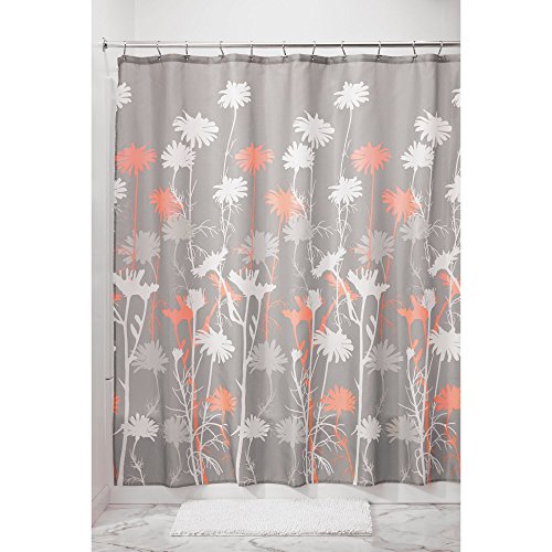iDesign Fabric Daizy Shower Curtain for Master, Guest, Kids', College Dorm Bathroom, 72