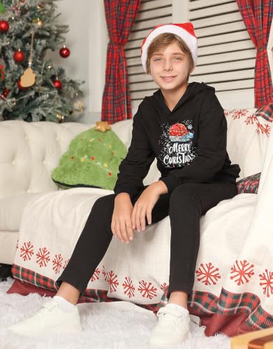 Kids' Merry Christmas Black Hoodie, alternative view 4