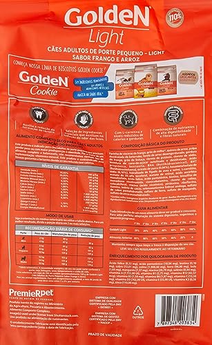 Premier Pet Ração Golden Fórmula Mini Bits Light Para Cães Adultos De Pequeno Porte Sabor Frango E A