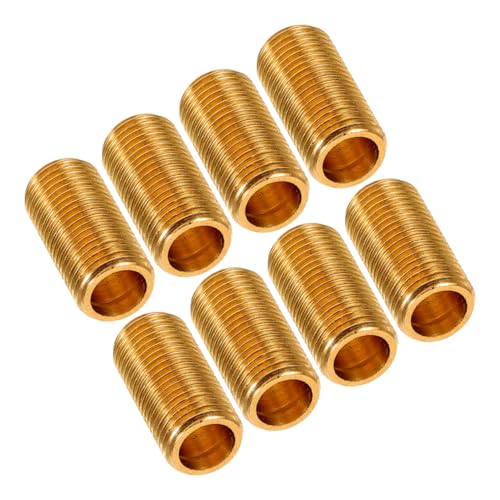 Mipcase 8pcs M10 Brass Lamp Stem Rod Connectors 15mm Length Hollow Threaded Lamp Fittings Lighting Fixture Replacement Hardware for Repair