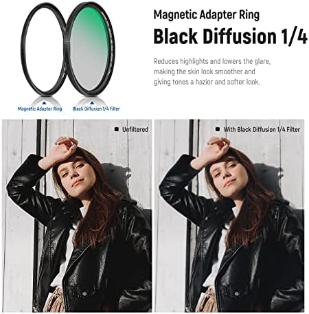 Neewer 77mm 5 in 1 Magnetic Lens Filter Kit with Black Diffusion 1/4 Filter+Soft GND8+ND8+ND64 Filter&Magnetic Adapter Ring, HD Optical Glass/Water Repellent/30 Layers Nano Coatings/Scratch Resistant