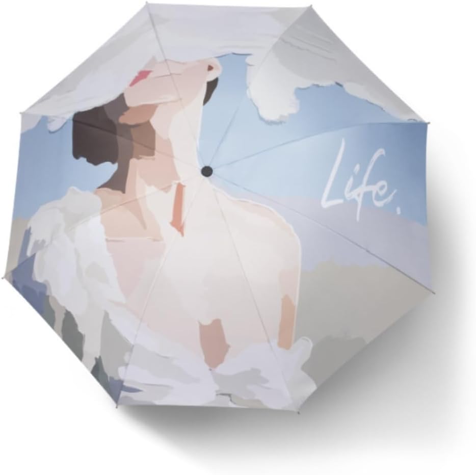 Portable Umbrella for Travel Sun Umbrella Female Retro Wind Sunscreen Umbrella Summer Sunny Rain Dual-use Umbrella Travel Umbrella Umbrella Outdoor(B)
