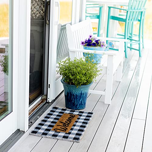 Ninamar Buffalo Plaid Welcome Door Mat - Natural Coir - 29.5 X 17.5 Inch #TOP4