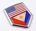 USA Philippine Philippinian American Flag Car Chrome Emblem Decal Sticker