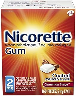 Nicorette Nicotine Gum to Quit Smoking, 2 mg, Cinnamon Surge Flavored Stop Smoking